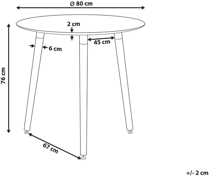 Beliani Valgomojo stalas BOMA baltas 80 cm
