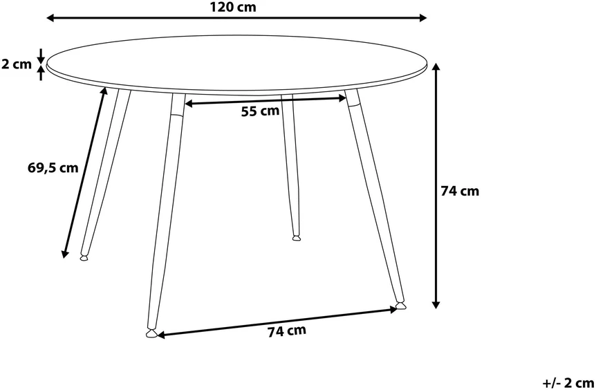 Beliani Valgomojo stalas BOVIO juodas 120 cm