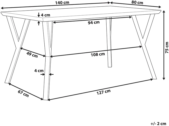 Beliani Valgomojo stalas BRAVO šviesiai rudas 140 cm 80 cm