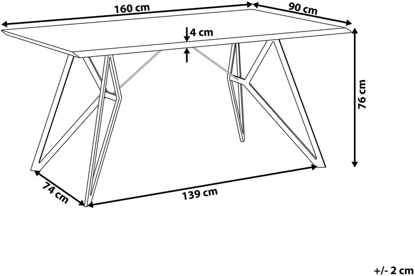 Beliani Valgomojo stalas BUSCOT pilko betono efekto 160 cm 90 cm