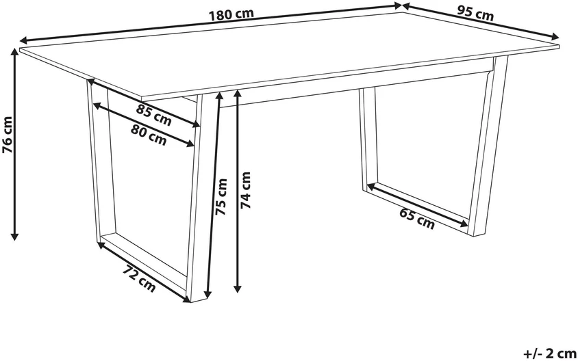 Beliani Valgomojo stalas CAMDEN Šviesaus uosio spalvos 180 cm 95 cm