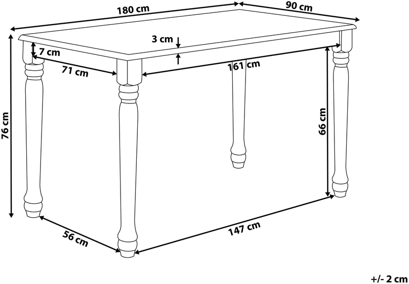 Beliani Valgomojo stalas CARY baltas 180 cm 90 cm