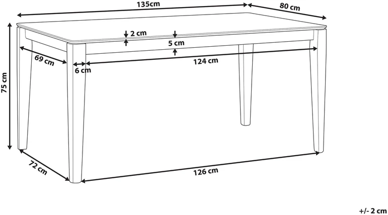 Beliani Valgomojo stalas CEDAR tamsaus riešutmedžio spalvos 135 cm 80 cm
