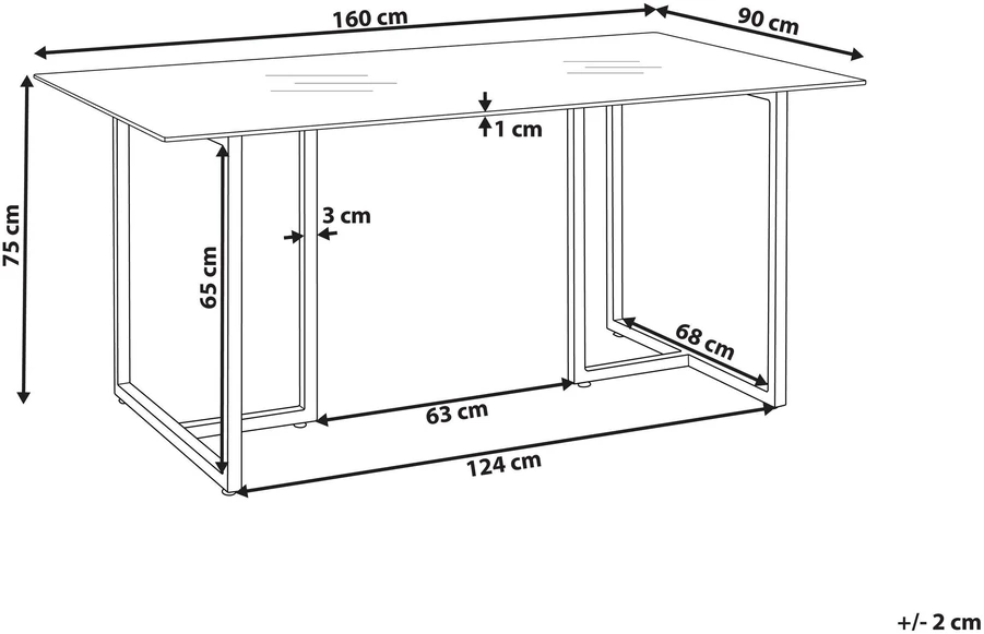 Beliani Valgomojo stalas ENVIA, sidabrinis, 160 × 90 cm, grūdintas stiklas