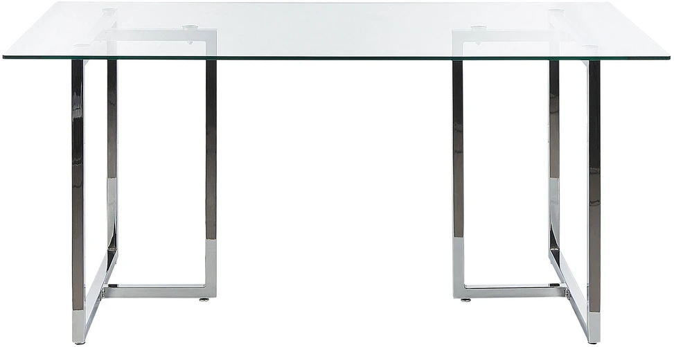 Beliani Valgomojo stalas ENVIA, sidabrinis, 160 × 90 cm, grūdintas stiklas