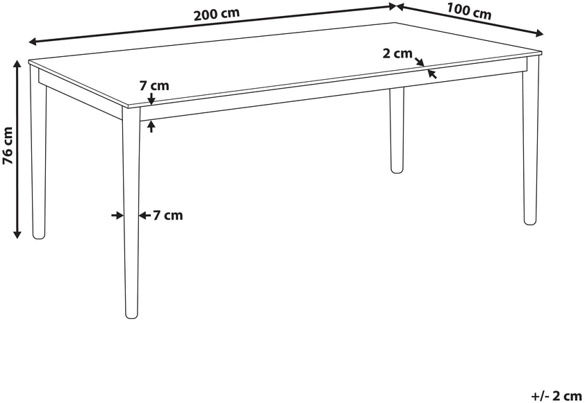 Beliani Valgomojo stalas ERMELO natūralaus uosio spalvos 200 cm 100 cm