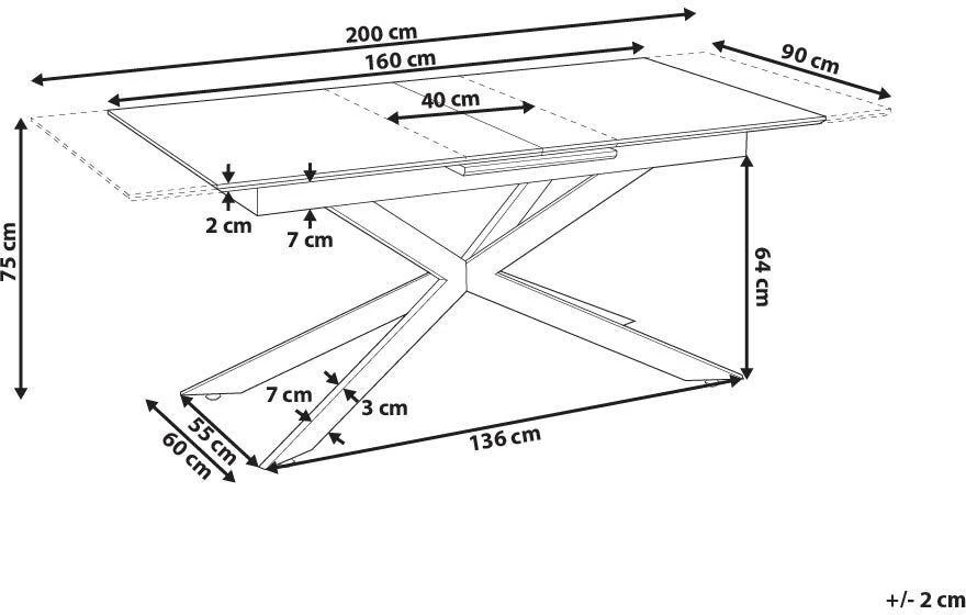 Beliani Valgomojo stalas FINLEY Šviesiai rudas 160/200 cm 90 cm
