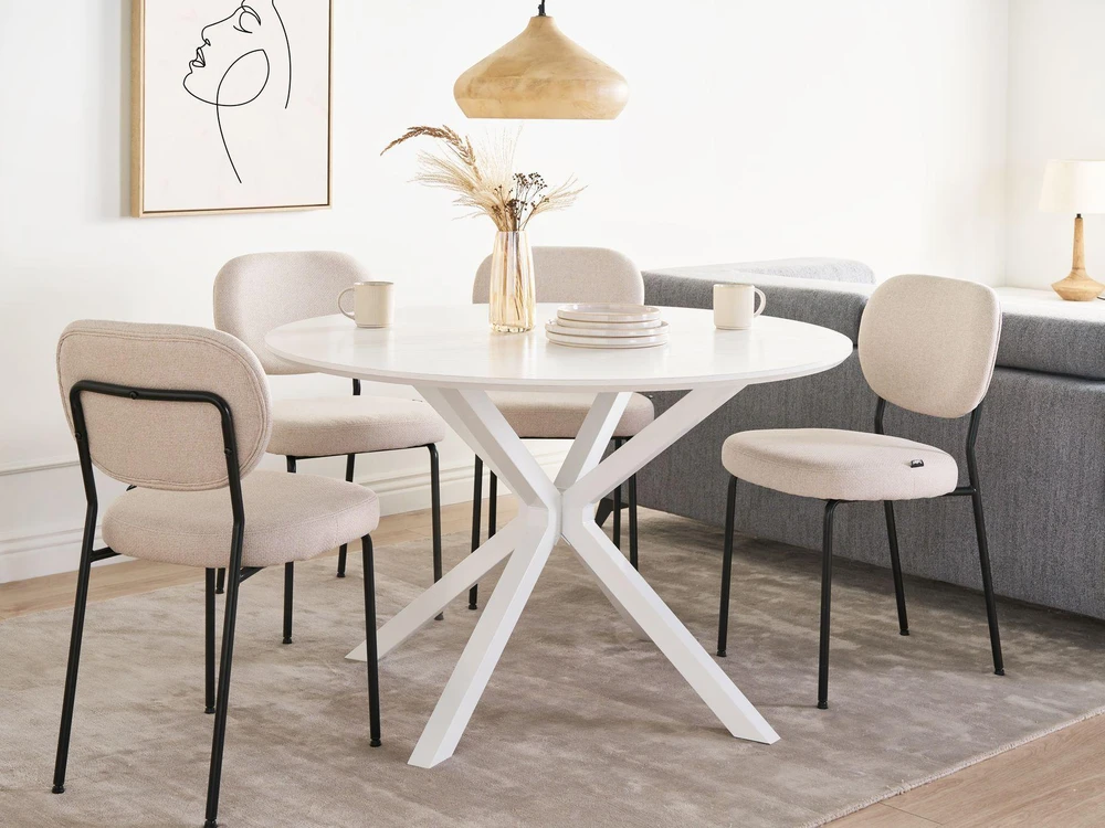 Beliani Valgomojo stalas FITZROY, baltas, 120 × 120 cm