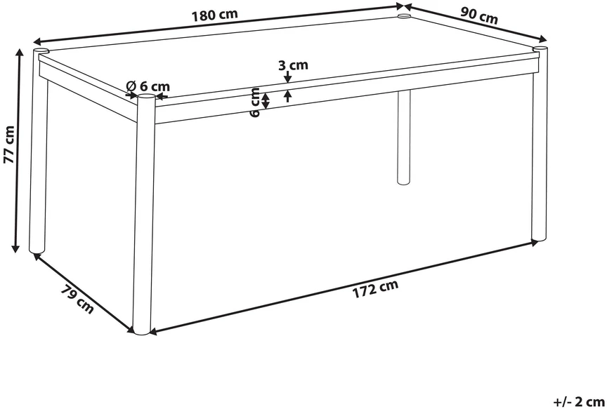 Beliani Valgomojo stalas FONDIS tamsaus ąžuolo spalvos 180 cm 90 cm