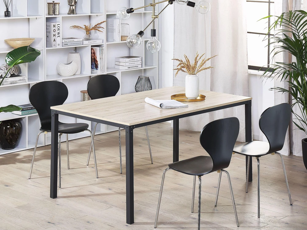 Beliani Valgomojo stalas HOCKLEY šviesiai rudas 150x90 cm
