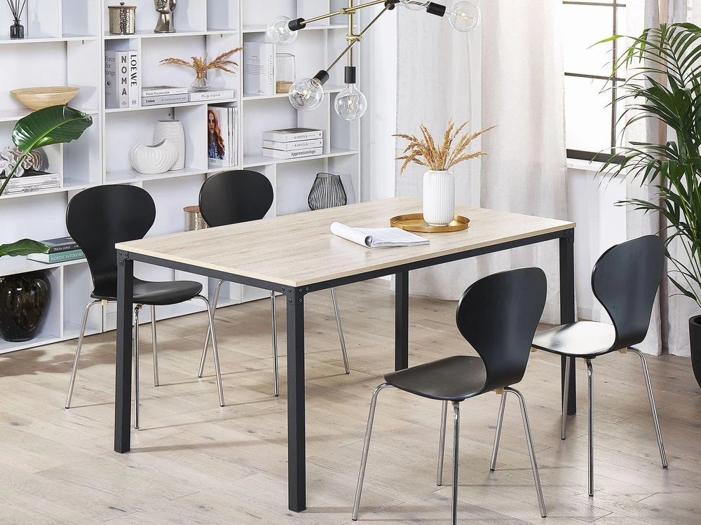 Beliani Valgomojo stalas HOCKLEY šviesiai rudas 150x90 cm