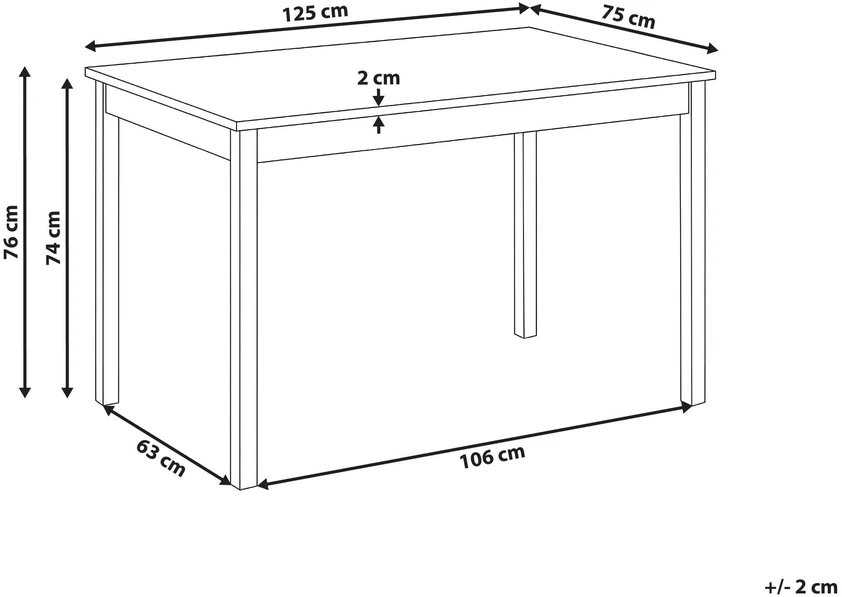 Beliani Valgomojo stalas HOUSTON šviesaus ąžuolo spalvos 125 cm 75 cm