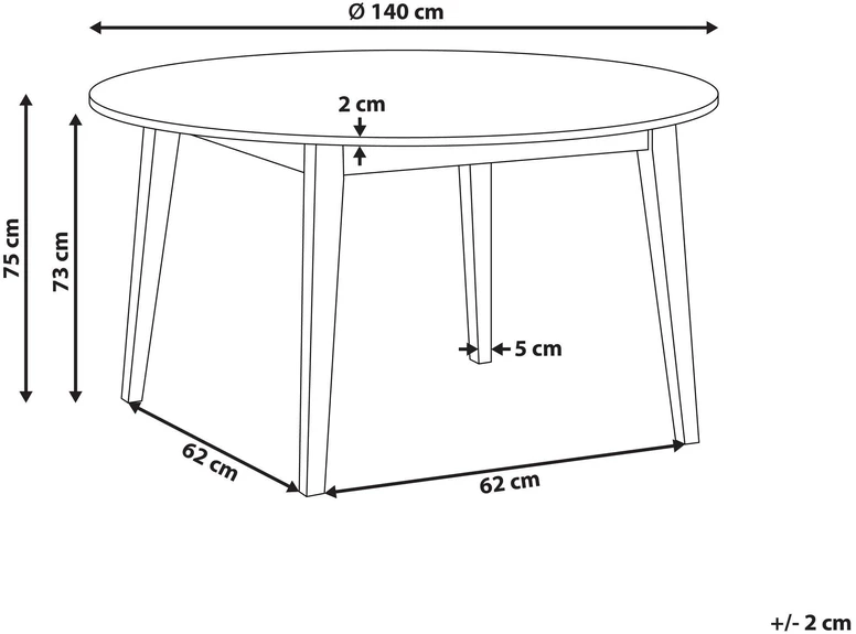 Beliani Valgomojo stalas HUNTLEY, šviesus ąžuolas, 140 cm