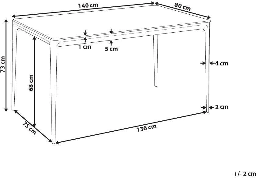 Beliani Valgomojo stalas JOLLEIN baltas marmuras 140 cm 80 cm stiklas