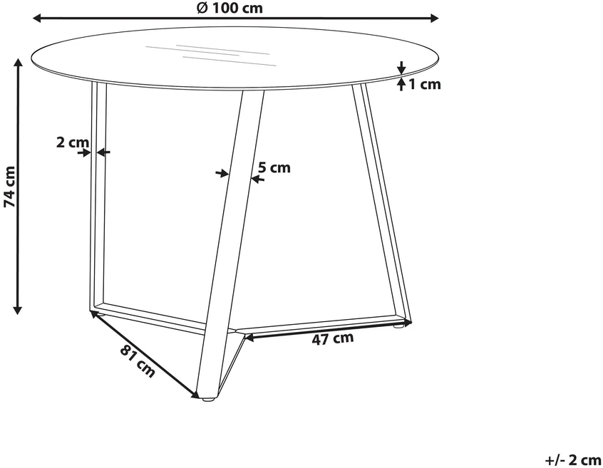 Beliani Valgomojo stalas KEBRI juodas 100 cm 100 cm grūdintas stiklas