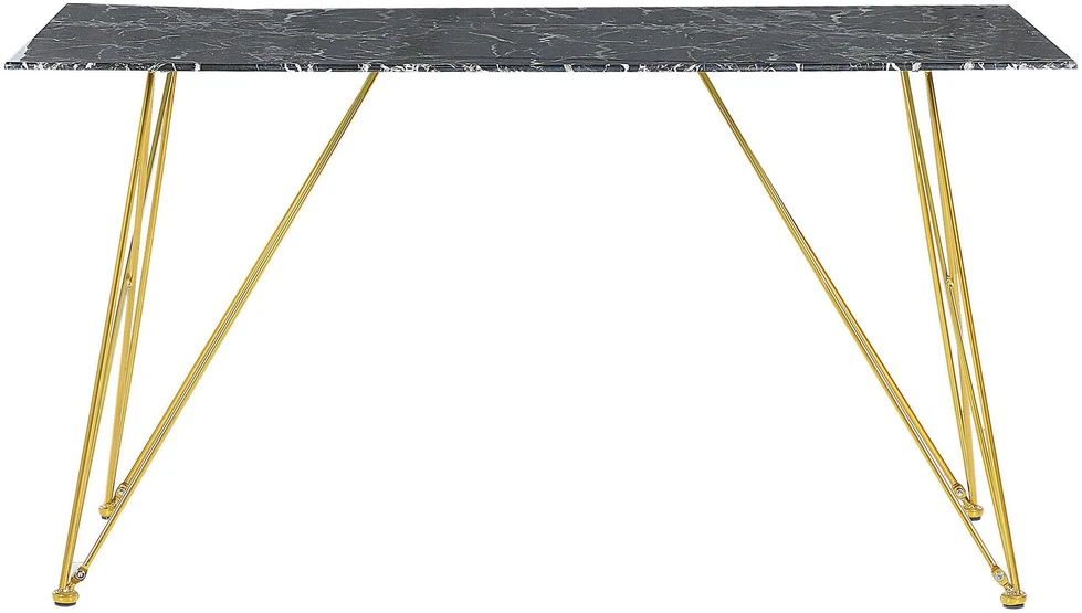 Beliani Valgomojo stalas KENTON juodo marmuro spalvos 140x80 cm grūdinto stiklo
