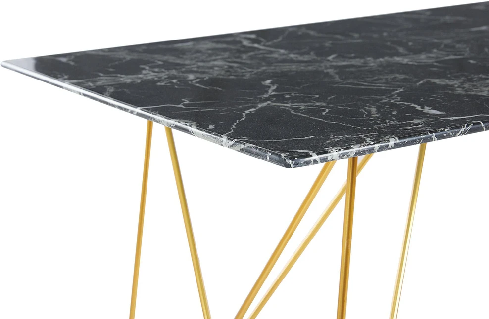Beliani Valgomojo stalas KENTON juodo marmuro spalvos 140x80 cm grūdinto stiklo