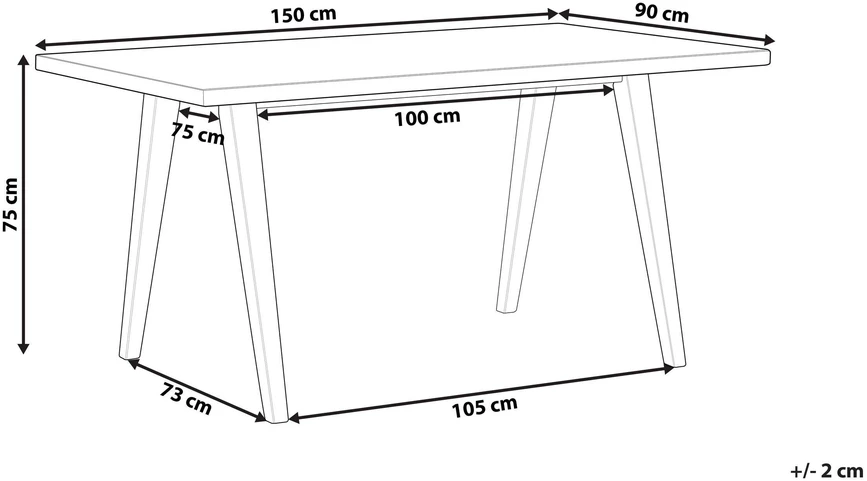Beliani Valgomojo stalas LENISTER rudas/juodas 150 cm x 90 cm