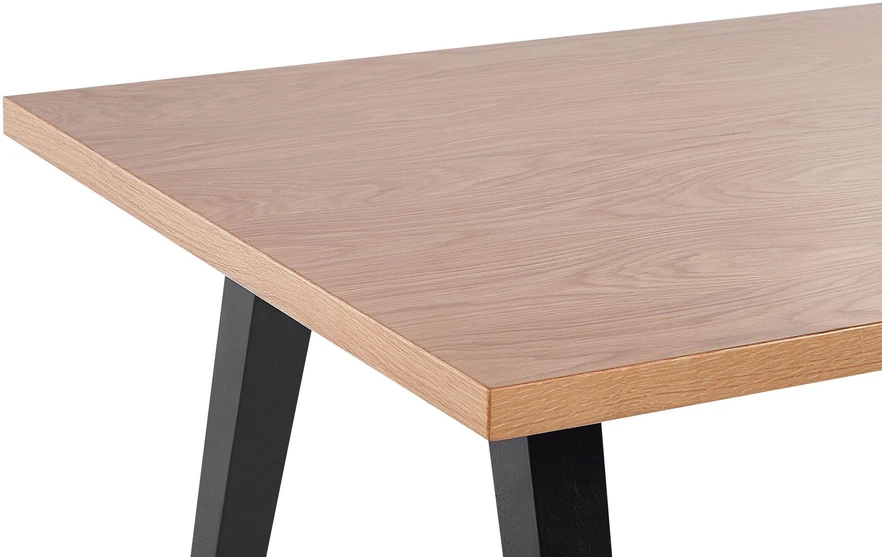 Beliani Valgomojo stalas LENISTER rudas/juodas 150 cm x 90 cm