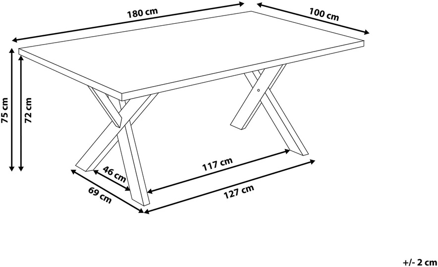 Beliani Valgomojo stalas LISALA baltas 180 cm 100 cm