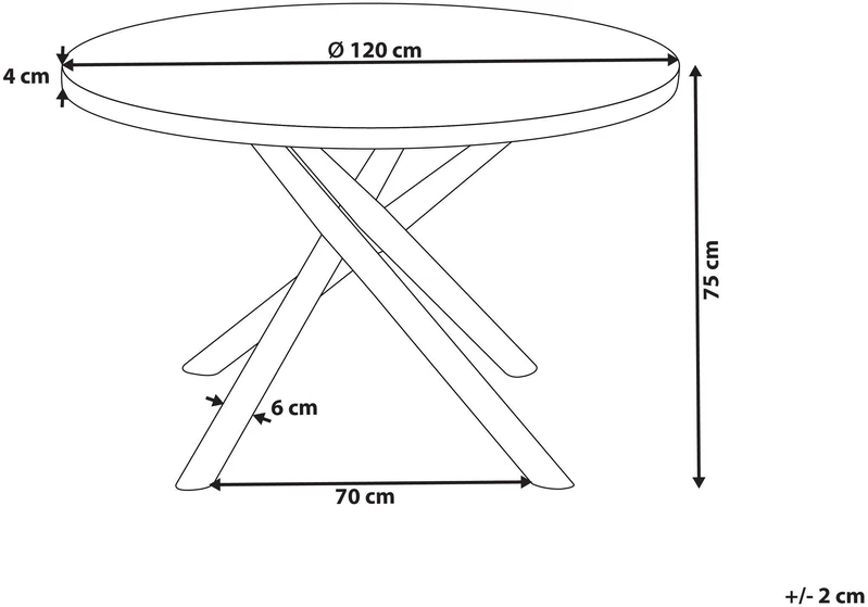 Beliani Valgomojo stalas LORENZO, uosio ruda spalva, 120 cm