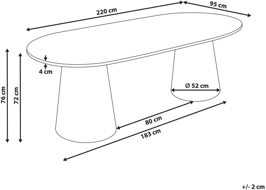 Beliani Valgomojo stalas LUMAN travertino efektas 220 cm 95 cm