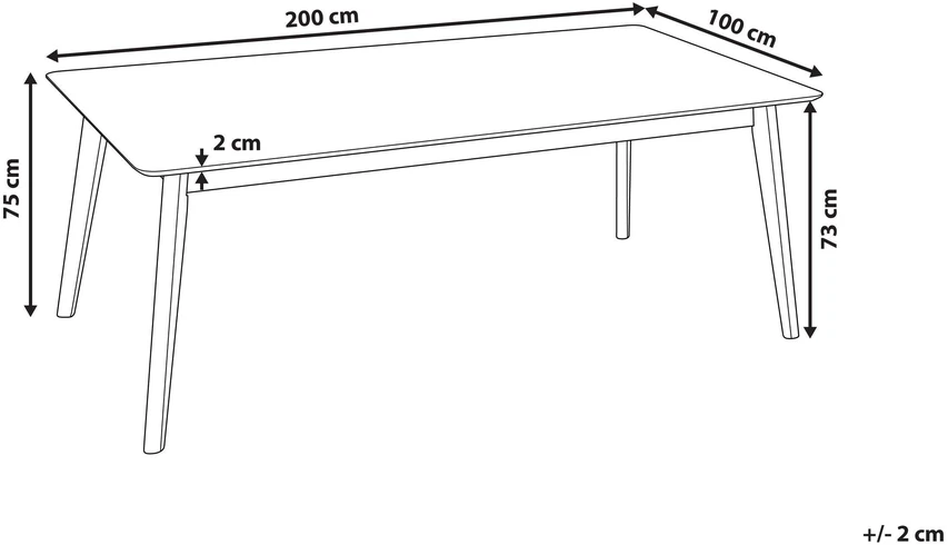 Beliani Valgomojo stalas MADOX tamsaus riešutmedžio spalvos 200 cm 100 cm