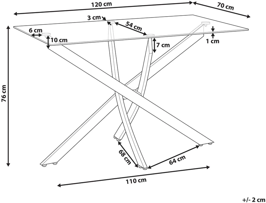 Beliani Valgomojo stalas MARAMO sidabrinis 120 cm 70 cm grūdintas stiklas
