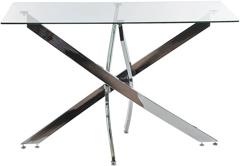 Beliani Valgomojo stalas MARAMO sidabrinis 120 cm 70 cm grūdintas stiklas
