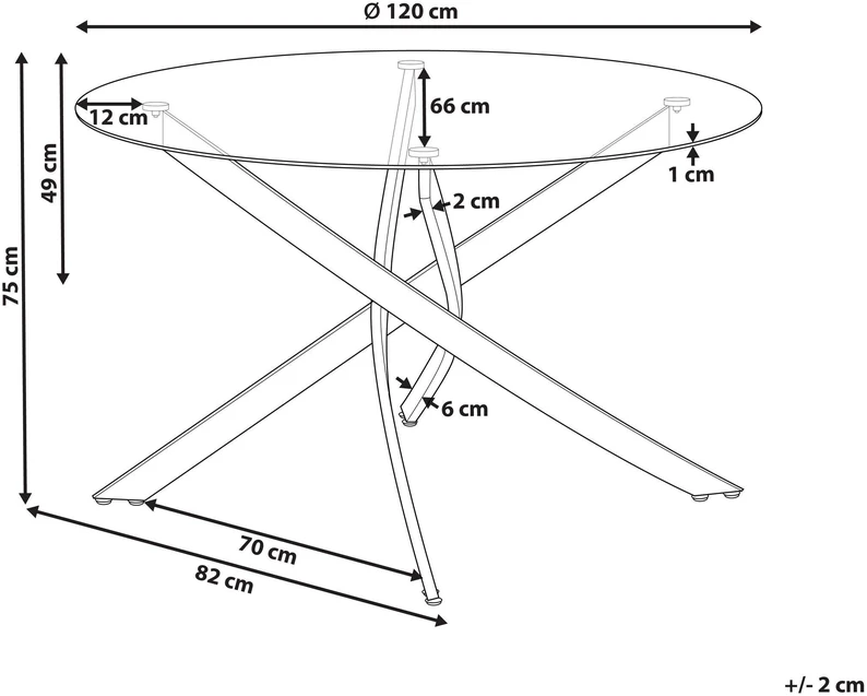 Beliani Valgomojo stalas MARAMO, sidabrinis, 120 × 120 cm, grūdintas stiklas