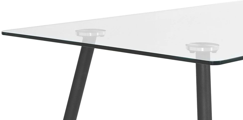 Beliani Valgomojo stalas MIDLAND juodas 140 cm 80 cm grūdintas stiklas