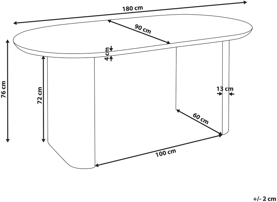 Beliani Valgomojo stalas MOBERLY baltas 180 cm 90 cm