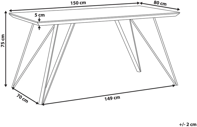 Beliani Valgomojo stalas MOLDEN marmuro imitacija/auksinis 150 cm 80 cm