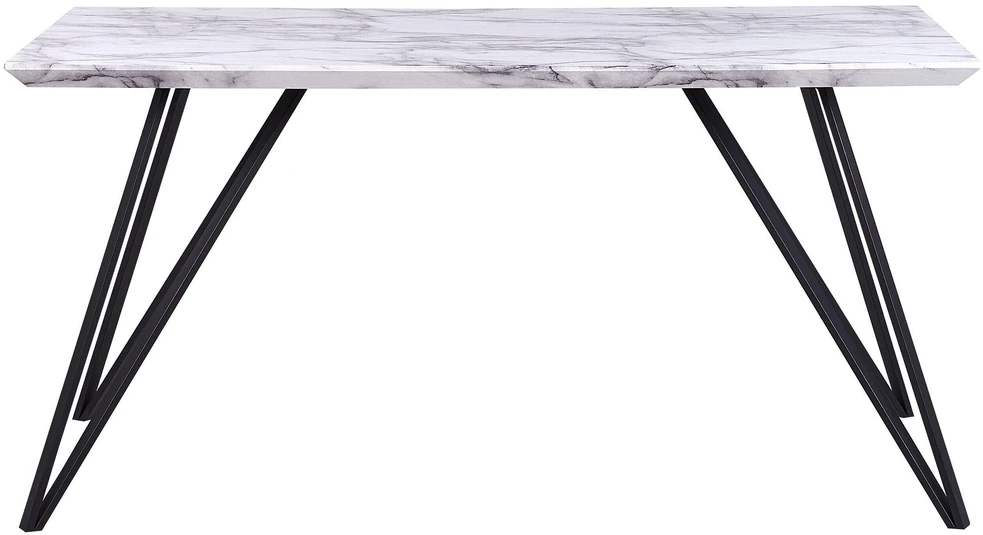Beliani Valgomojo stalas MOLDEN marmuro imitacija / juodas 150 cm 80 cm
