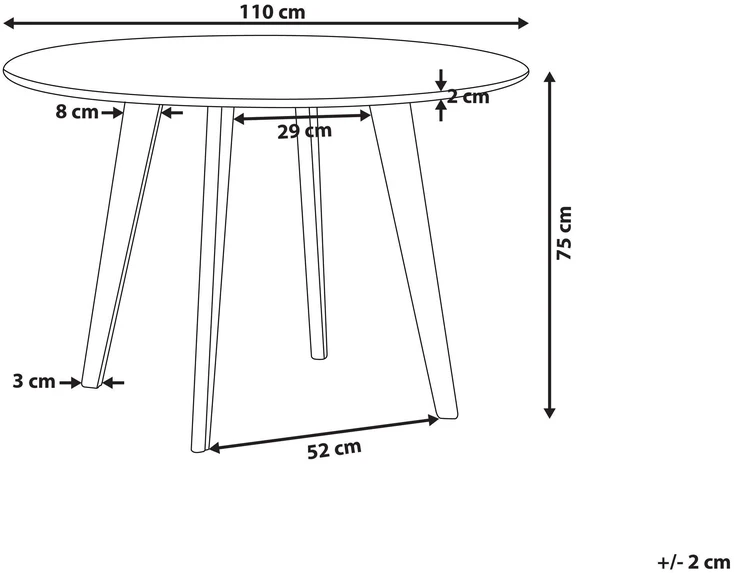 Beliani Valgomojo stalas MOSBY baltas marmuro raštas 110 cm