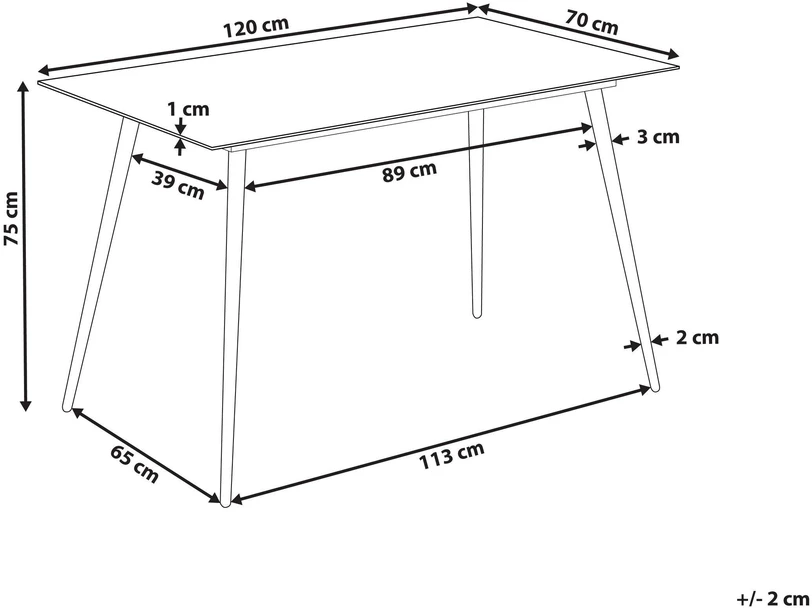 Beliani Valgomojo stalas MULGA marmuro imitacija/auksinis 120 cm 70 cm grūdintas stiklas