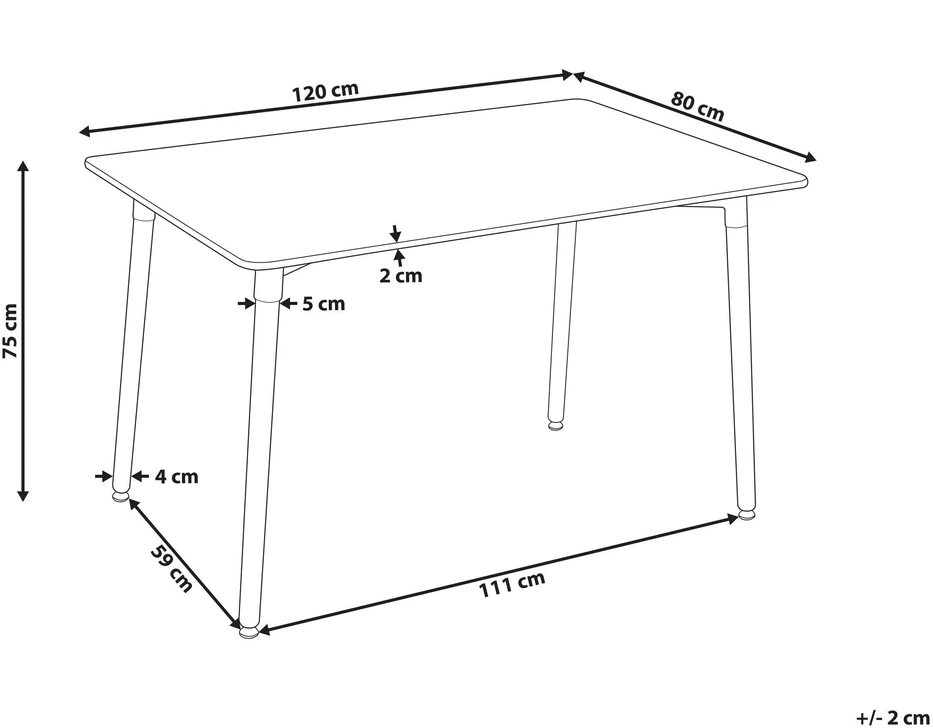 Beliani Valgomojo stalas NEWBERRY baltas 120 cm x 80 cm