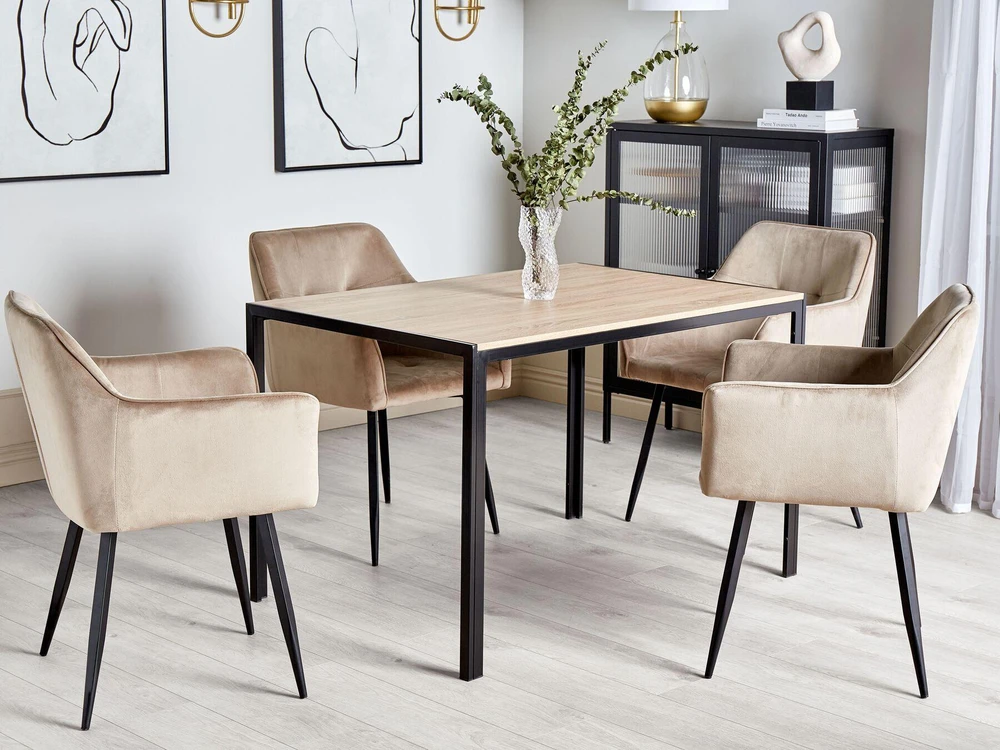 Beliani Valgomojo stalas NEWFIELD šviesiai rudas 120 cm 80 cm
