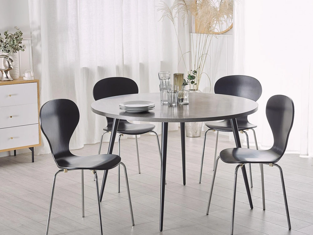 Beliani Valgomojo stalas ODEON Pilkas betono efektas 120 cm 120 cm