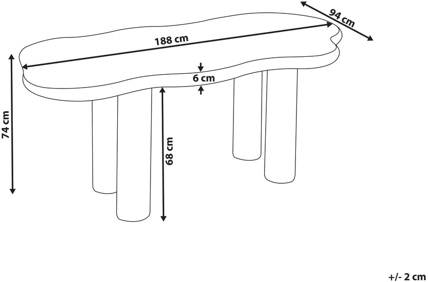 Beliani Valgomojo stalas ONDLE balta 188 cm 94 cm