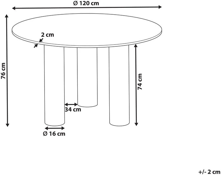 Beliani Valgomojo stalas ORIN Šviesus uosis 120 cm 120 cm