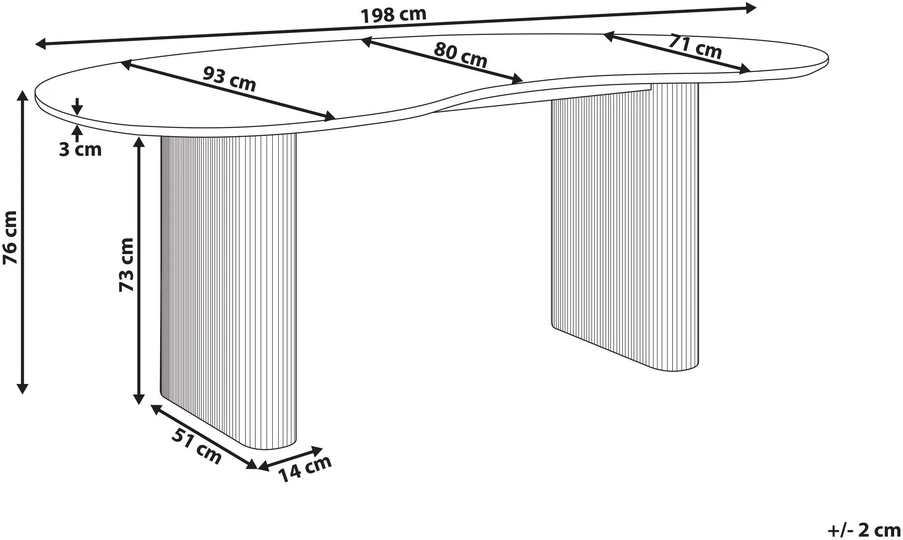 Beliani Valgomojo stalas PEERY baltas 198 cm 93 cm
