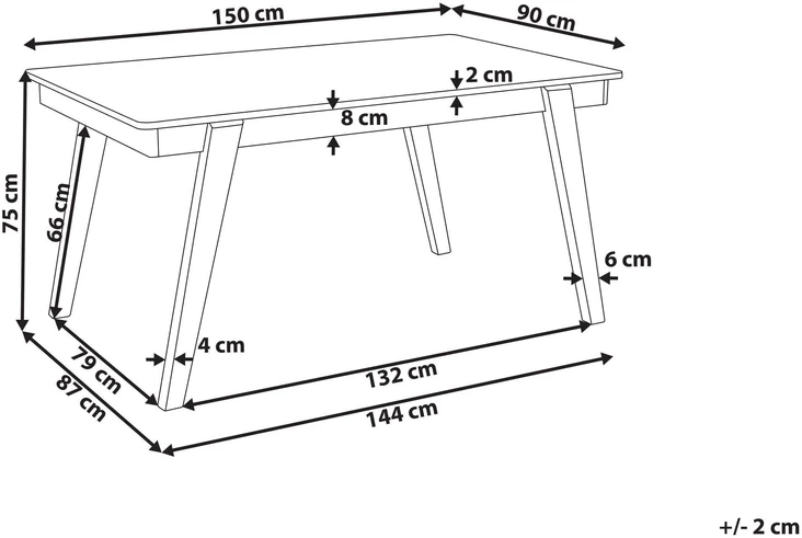 Beliani Valgomojo stalas PHOLA Šviesaus ąžuolo spalvos 150 cm 90 cm