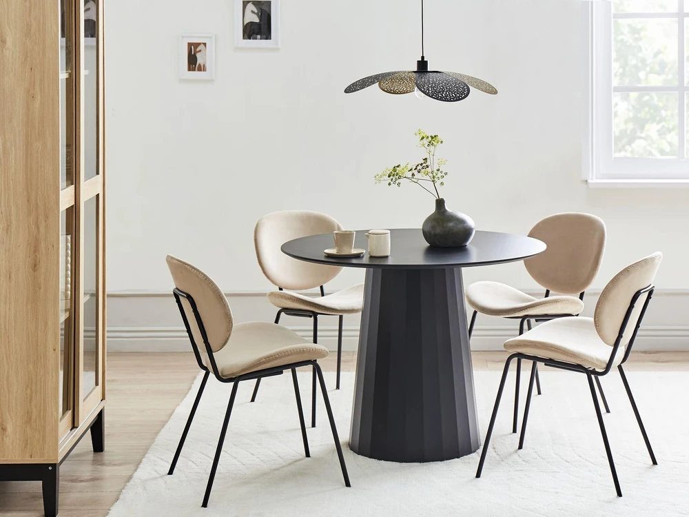 Beliani Valgomojo stalas PLATO juodas 100 cm metalinis