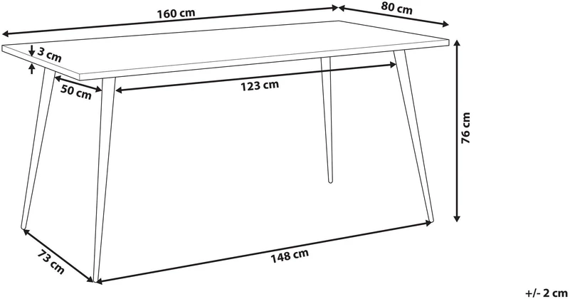 Beliani Valgomojo stalas SANTIAGO baltas marmuras 160 cm 80 cm