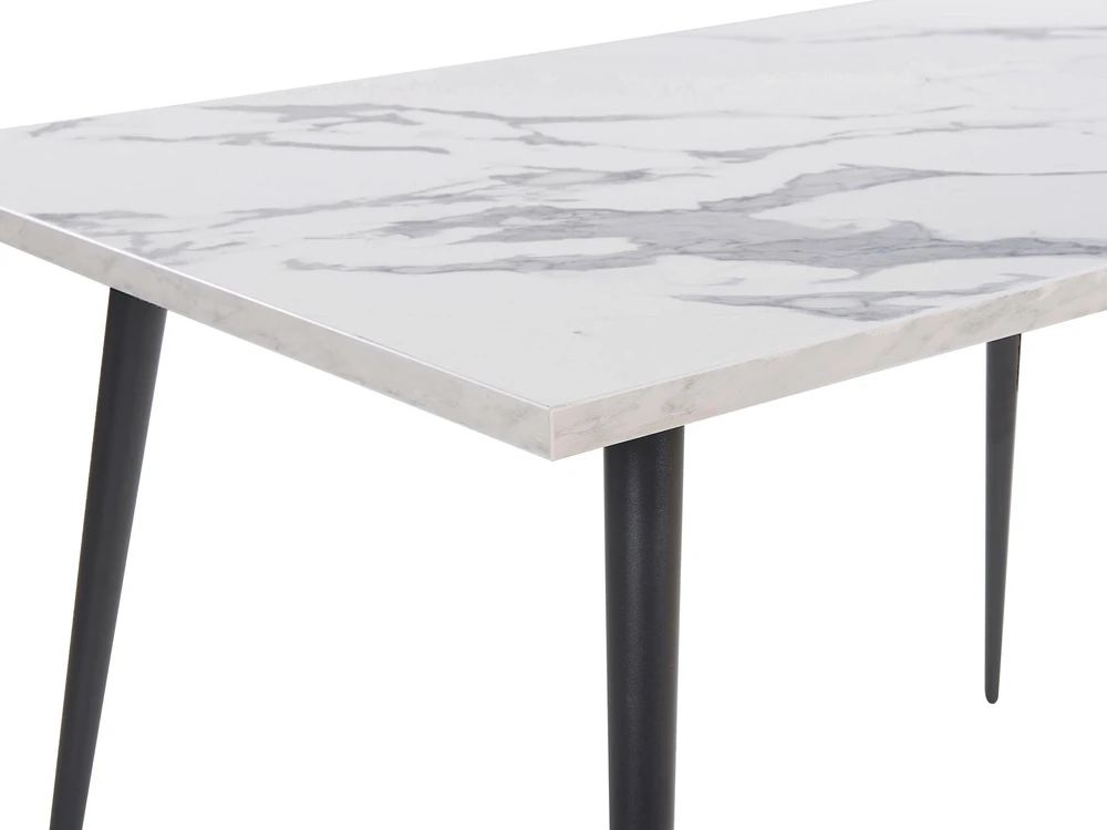 Beliani Valgomojo stalas SANTIAGO baltas marmuras 160 cm 80 cm