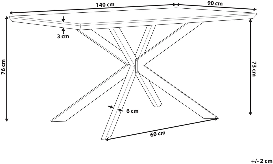 Beliani Valgomojo stalas SPECTRA šviesiai rudas 140 cm 90 cm