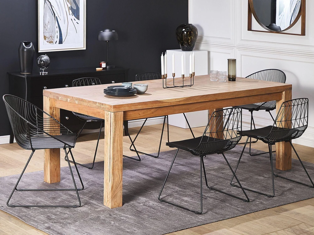 Beliani Valgomojo stalas TESA Rudas 180x90 cm Akacijos mediena