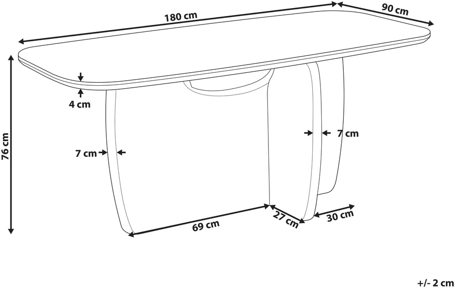 Beliani Valgomojo stalas TRAVERS Travertino efektas 180 cm 90 cm