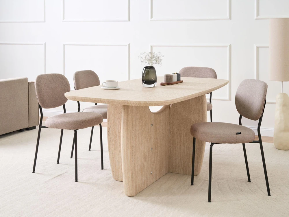 Beliani Valgomojo stalas TRAVERS Travertino efektas 180 cm 90 cm